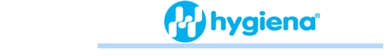 Hygiena logo met blauwe streep