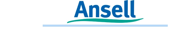 Ansell logo met blauwe streep