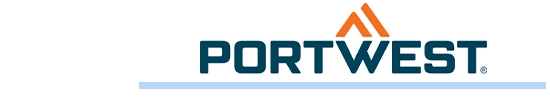 Portwest logo met blauwe streep