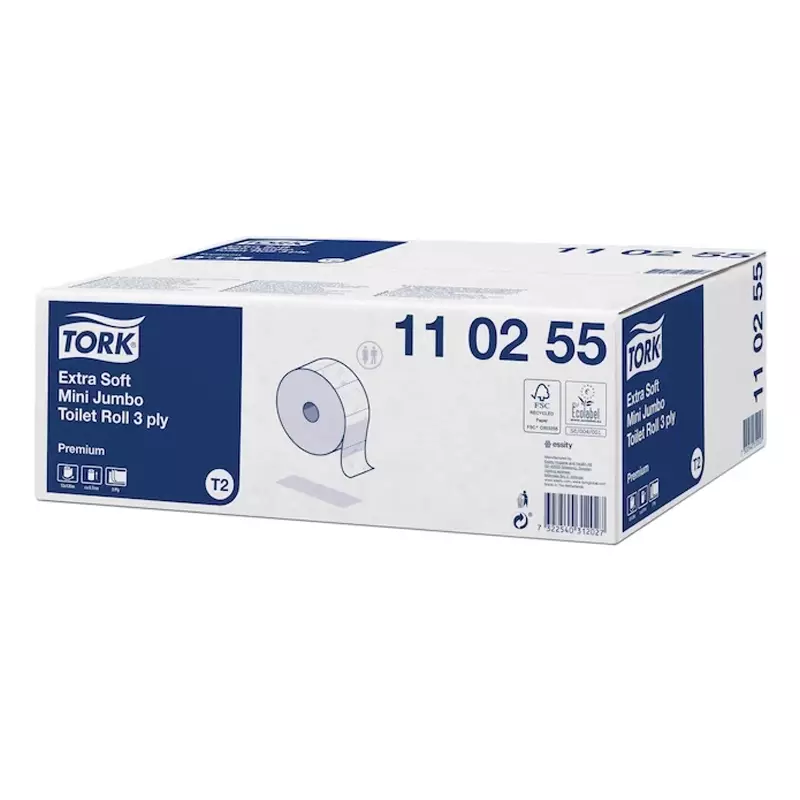 Tork Soft Premium toiletpapier Mini Jumbo T2 3-laags 120 meter wit