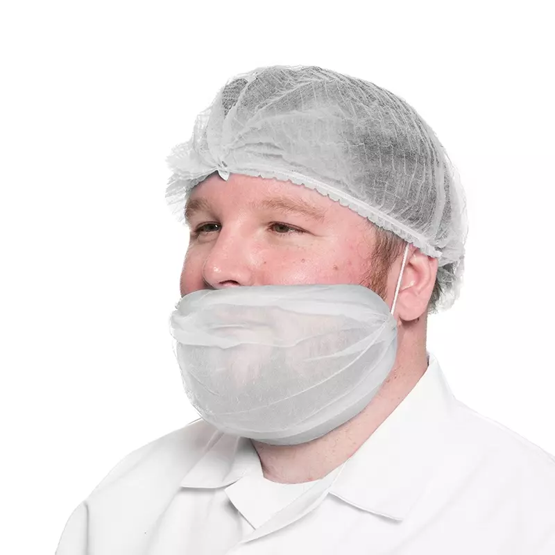 Baardmasker detecteerbaar micromaas nylon super fijne mazen wit
