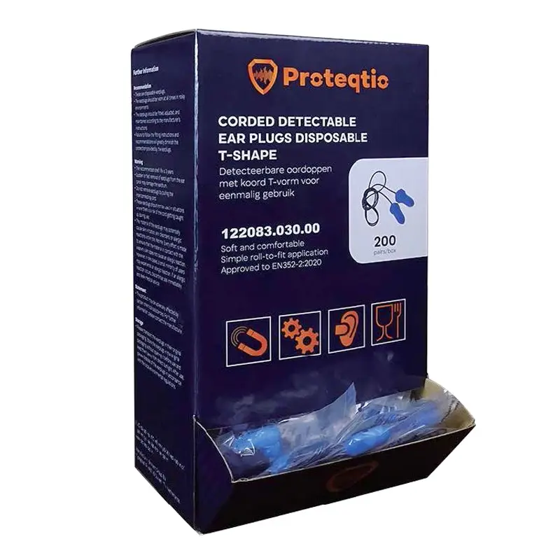 Proteqtio PTD30 oorpluggen T-vorm detecteerbaar met koord blauw
