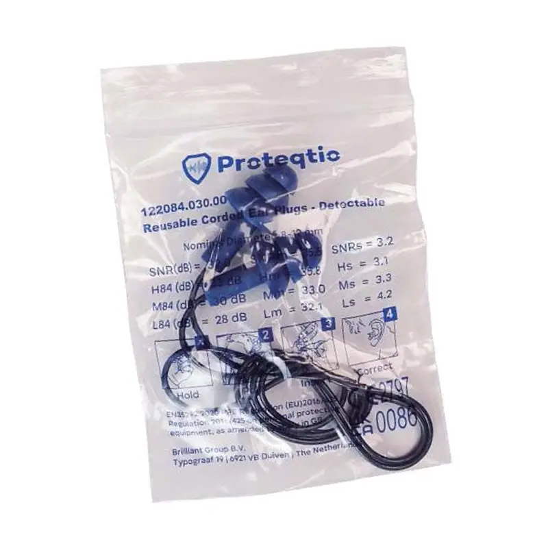 Proteqtio PTD20 oorpluggen 3 lamellen detecteerbaar met koord blauw