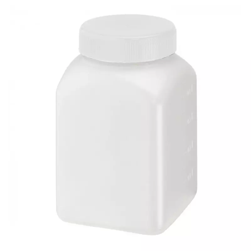 Monsterpot vierkant schroefdop steriel HDPE 76x76x120 mm DIN60 500 ml wit
