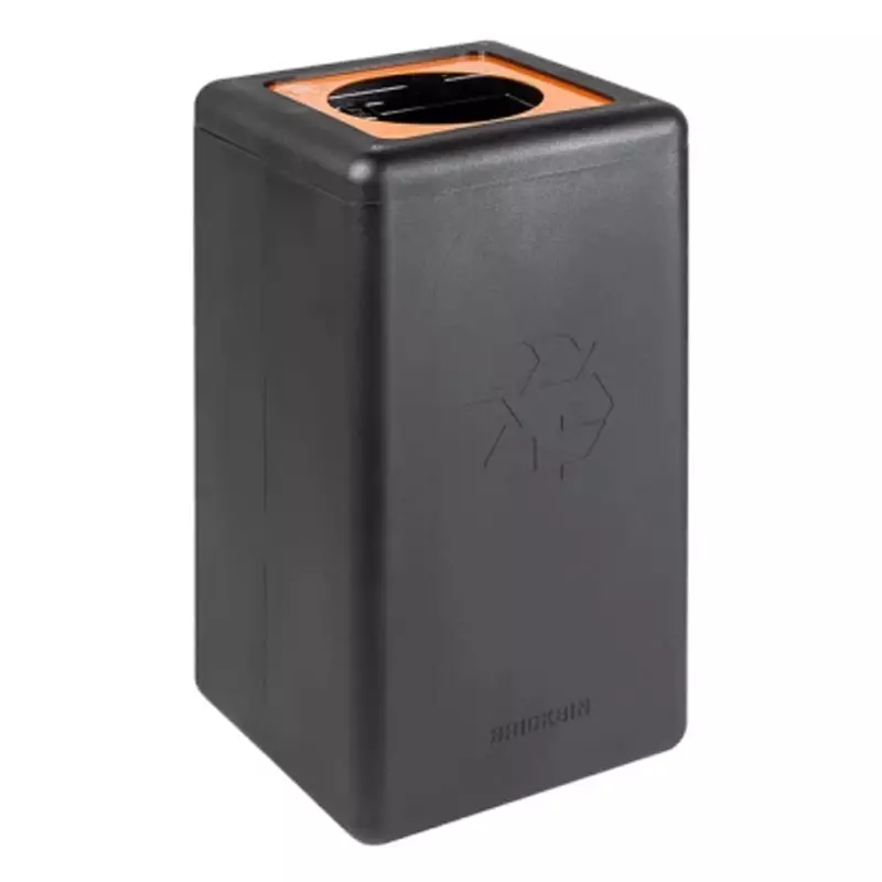 BrickBin afvalbak met ronde 20 cm opening plastic 65 liter zwart/oranje