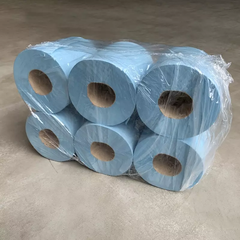 Poetspapier midi 1-laags centerfeed 300 meter blauw