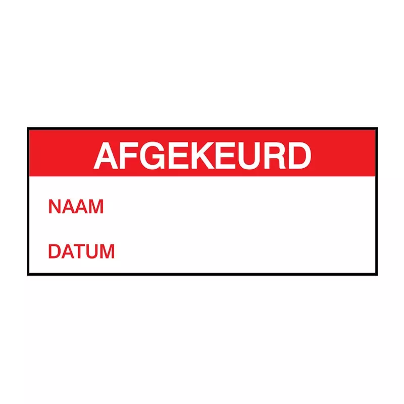 Brady beschijfbaar label afgekeurd 38x16 mm rood/wit