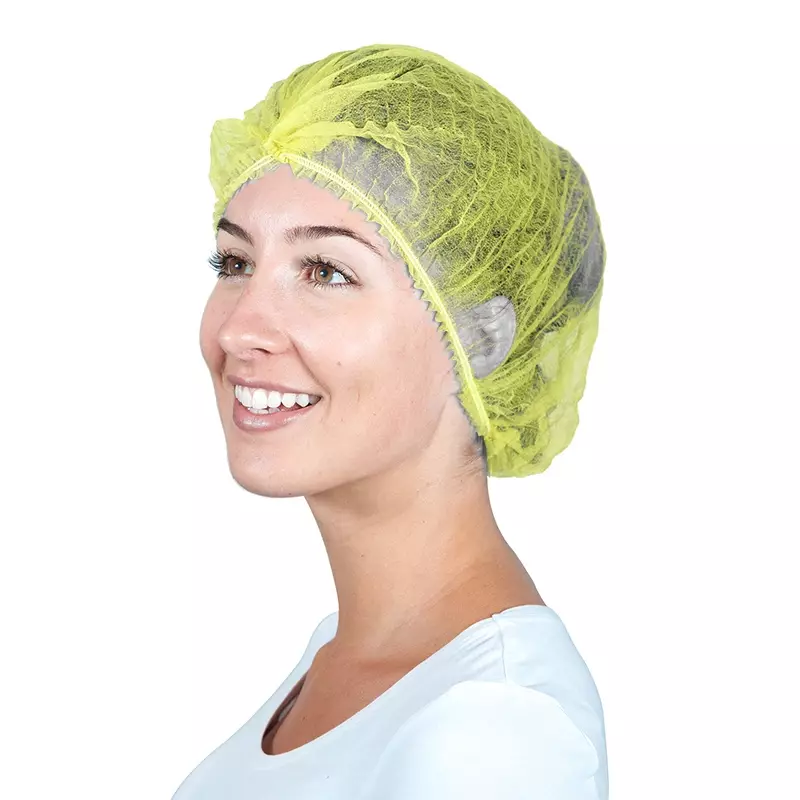 Hycare disposable haarnetjes volledig detecteerbaar wokkel non-woven PP 58 cm geel