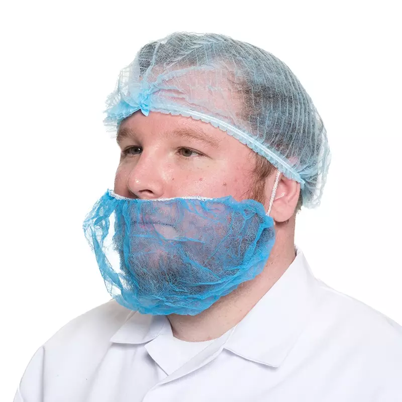 Hycare disposable baardmasker volledig detecteerbaar non-woven polypropyleen blauw