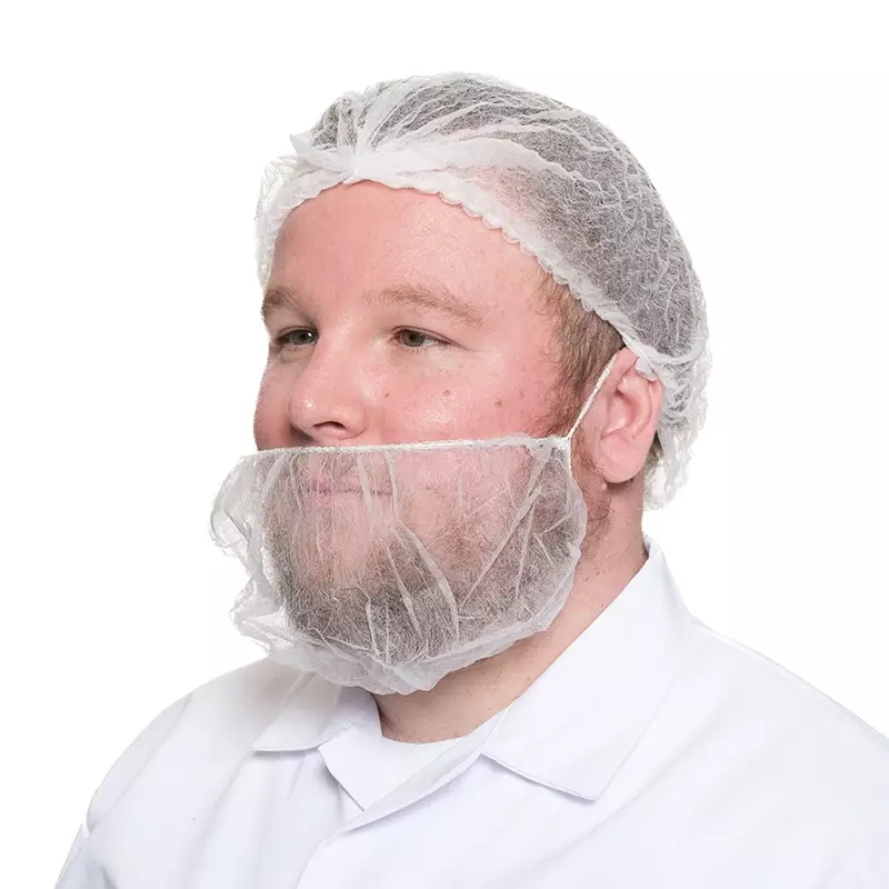 Hycare disposable baardmasker volledig detecteerbaar non-woven polypropyleen wit