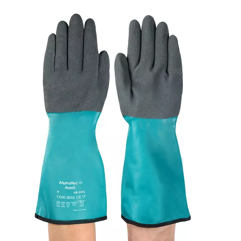 Ansell AlphaTec 58-201 handschoen nitril chemiebestendig groen/zwart