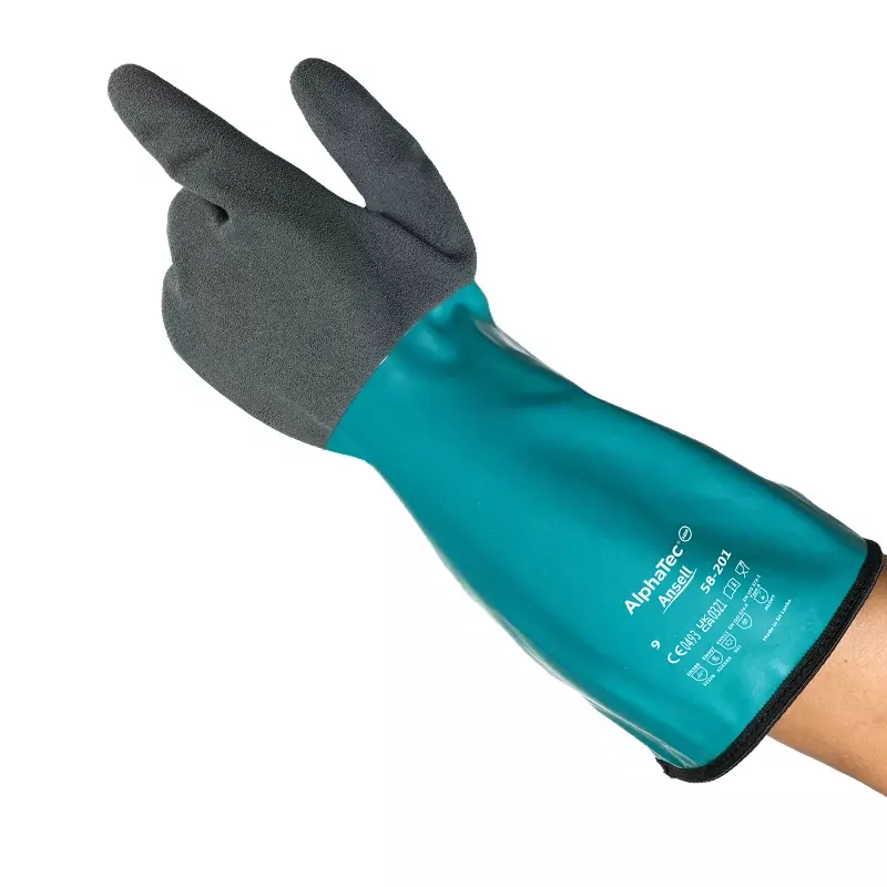Ansell AlphaTec 58-201 handschoen nitril chemiebestendig groen/zwart