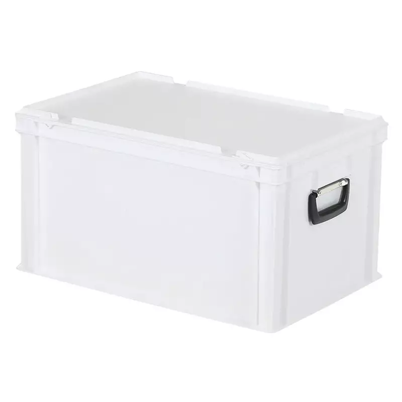 Stapelbak met deksel en koffergreep Euronorm 600x400x335 mm 64 liter wit