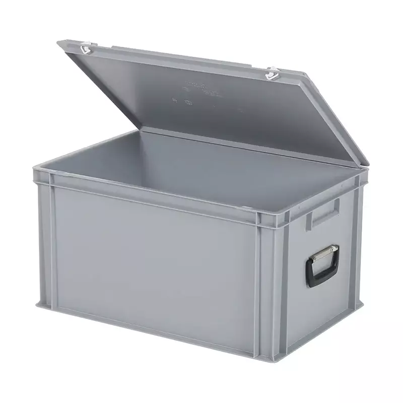 Stapelbak met deksel en koffergreep Euronorm 600x400x335 mm 64 liter rood