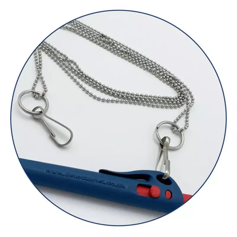 Detectamet veiligheidsketting 762 mm met sleutelhangerring en pen greep blauw