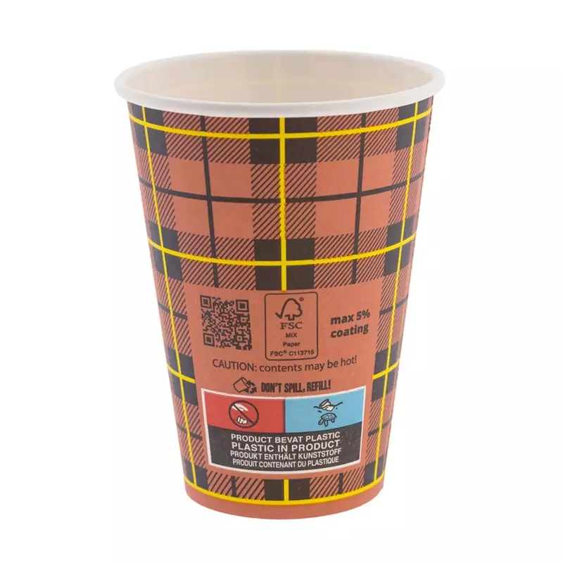 Koffiebekertjes karton 5% coating Ø7,03x9,2 cm 180 ml scotty rood