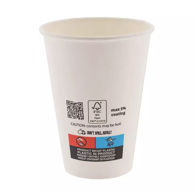 Koffiebekertjes karton 5% coating Ø7,03x9,2 cm 180 ml wit