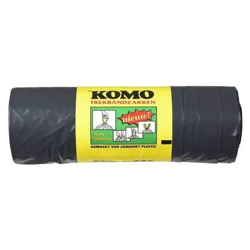 Afvalzak KOMO LDPE 62x80+5 cm zwart