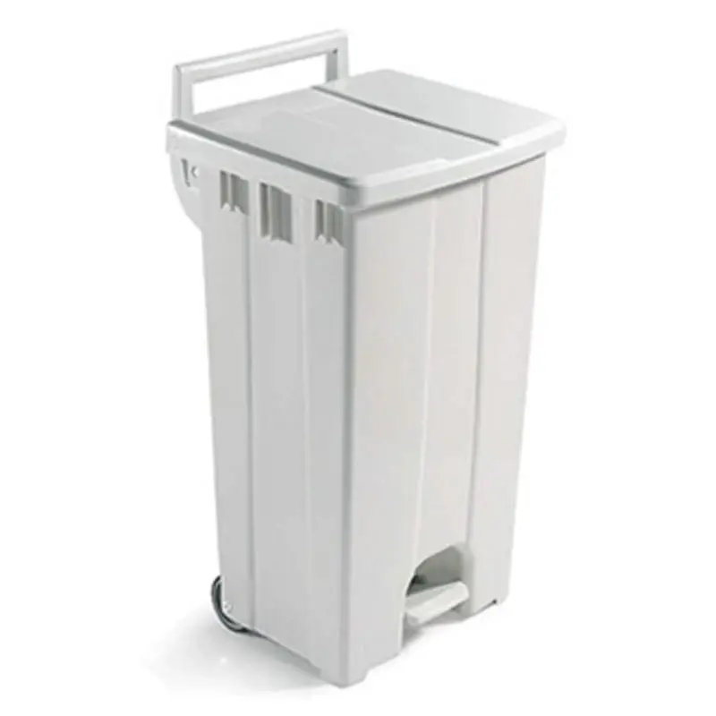 Pedaalemmer 2-wielen kunststof 510x470x930 mm 90 liter wit