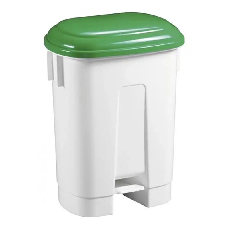 Kunststof pedaalemmer 60 liter wit/groen