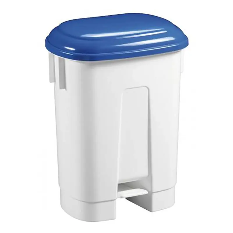 Kunststof pedaalemmer 60 liter wit/blauw