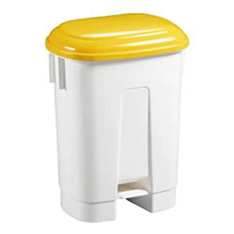 Kunststof pedaalemmer 60 liter wit/geel