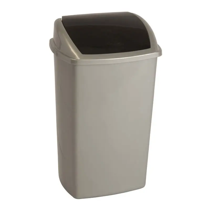 Afvalbak met swingdeksel kunststof 50 liter grijs