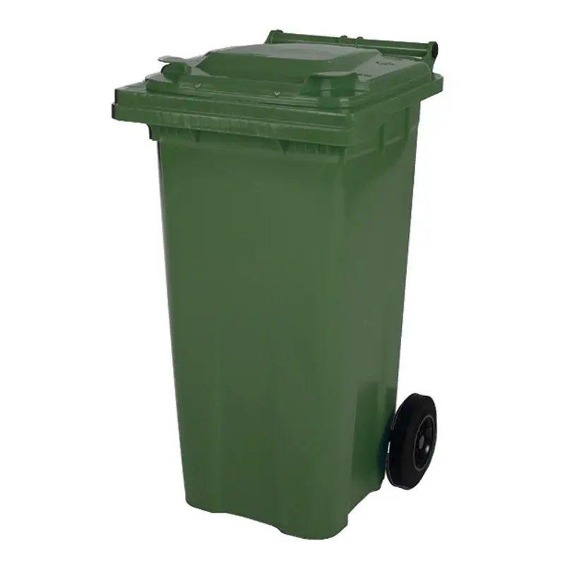 Kunststof afvalcontainer 120 liter met twee wielen groen