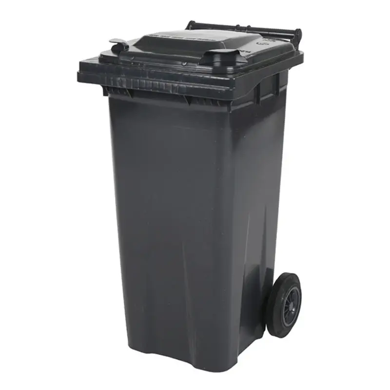 Kunststof afvalcontainer 120 liter met twee wielen grijs