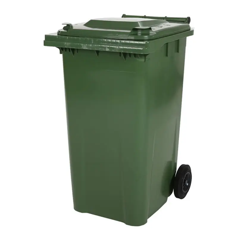 Kunststof afvalcontainer 240 liter met twee wielen groen