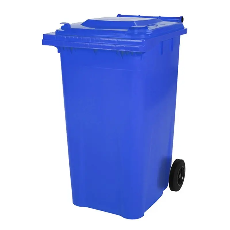 Kunststof afvalcontainer 240 liter met twee wielen blauw