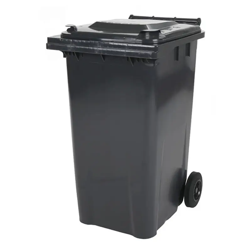 Kunststof afvalcontainer 240 liter met twee wielen grijs