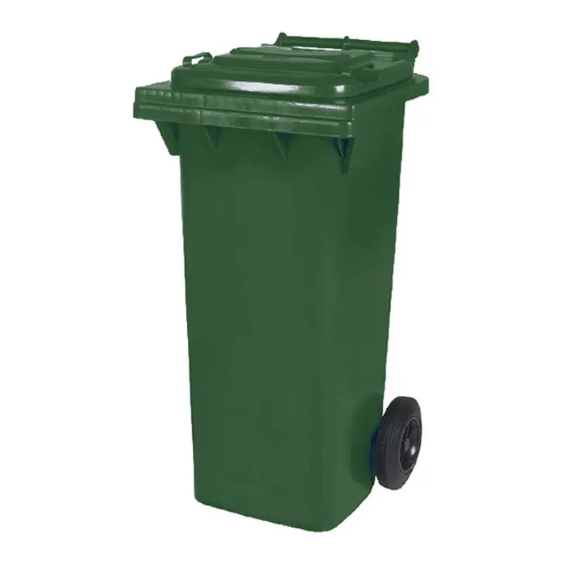 Kunststof afvalcontainer 80 liter met twee wielen groen