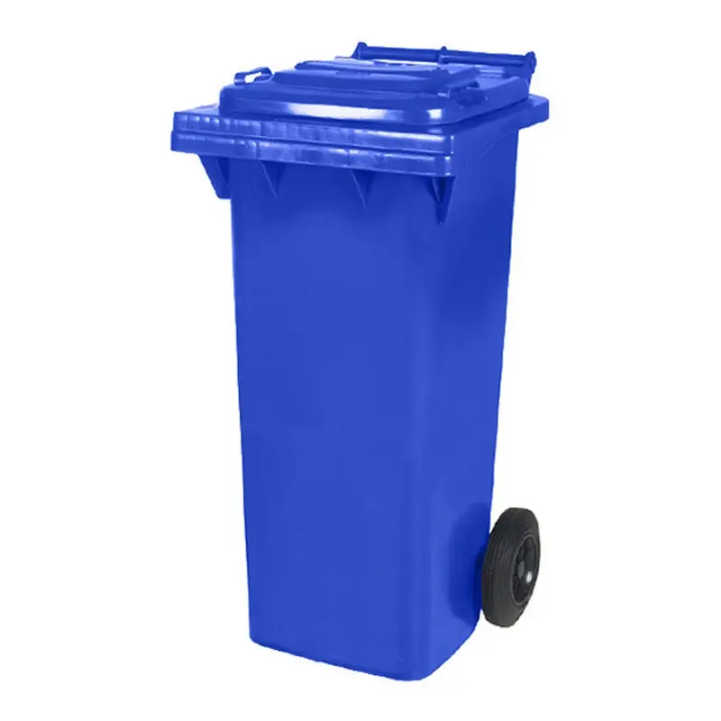 Kunststof afvalcontainer 80 liter met twee wielen blauw
