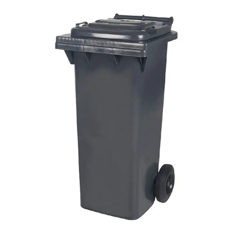 Kunststof afvalcontainer 80 liter met twee wielen grijs