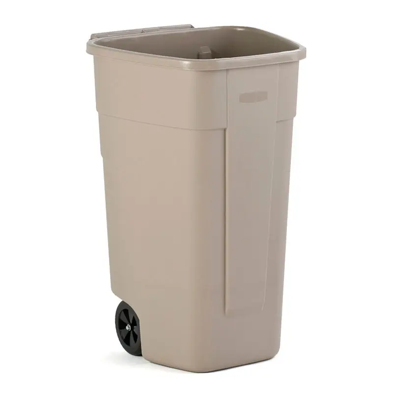Rubbermaid kunststof afvalcontainer 110 liter met twee wielen beige