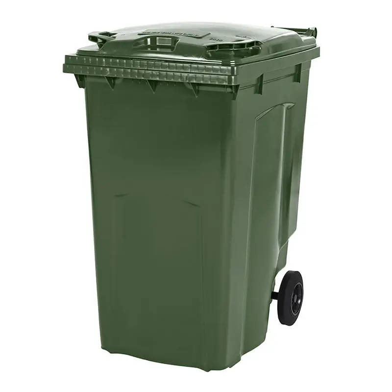 Kunststof afvalcontainer 340 liter met twee wielen groen
