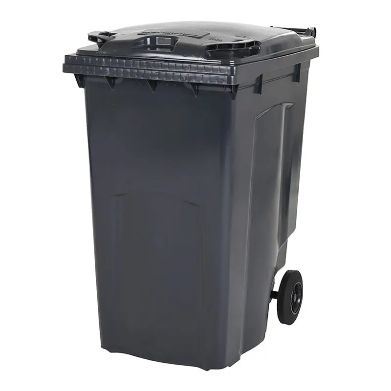 Kunststof afvalcontainer 340 liter met twee wielen grijs