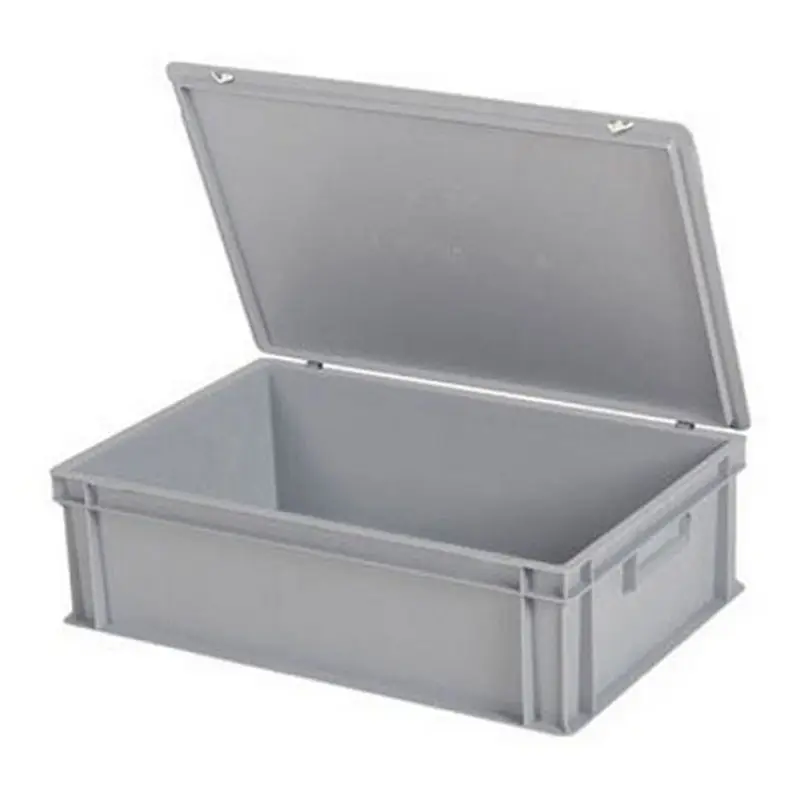 Stapelbak gesloten met deksel 600x400x185 mm 33 liter grijs