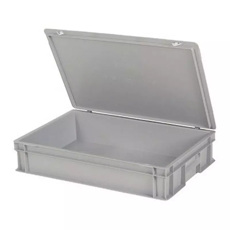 Stapelbak gesloten met deksel 600x400x135 mm 23 liter grijs