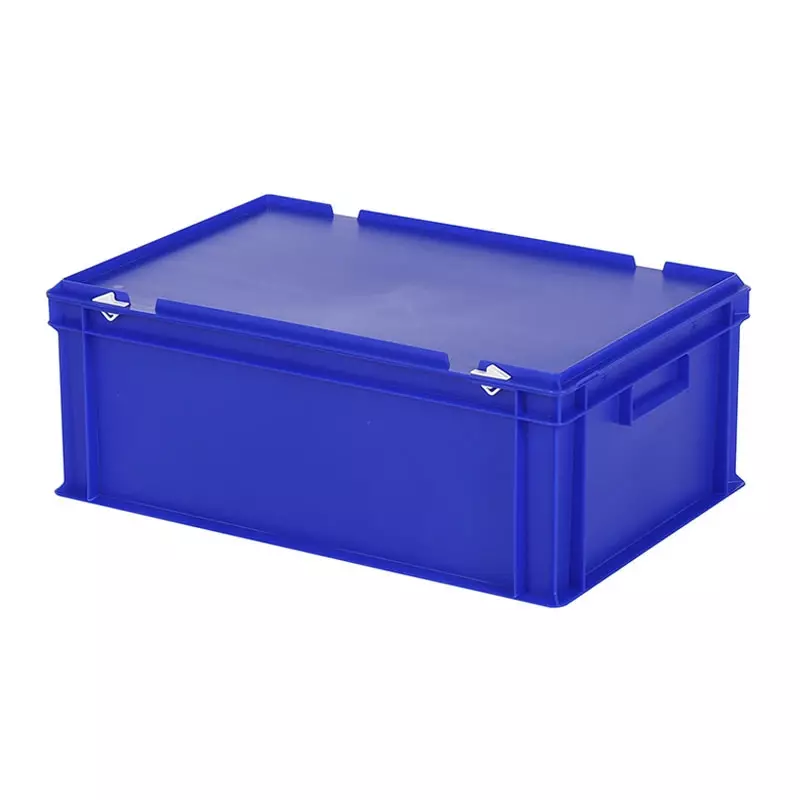 Stapelbak met deksel Euronorm 600x400x235 mm 43,3 liter blauw