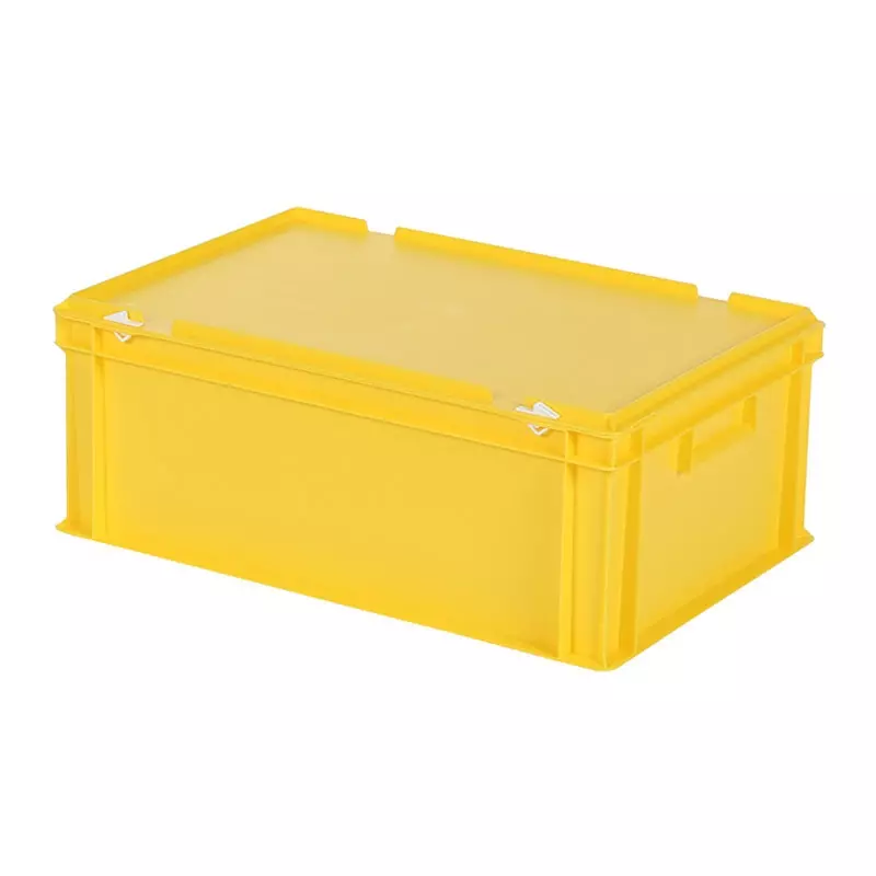 Stapelbak met deksel Euronorm 600x400x235 mm 43,3 liter geel