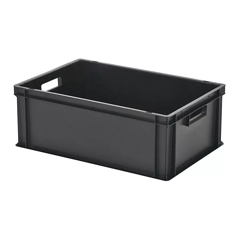 Stapelbak met deksel Euronorm 600x400x235 mm 43,3 liter zwart