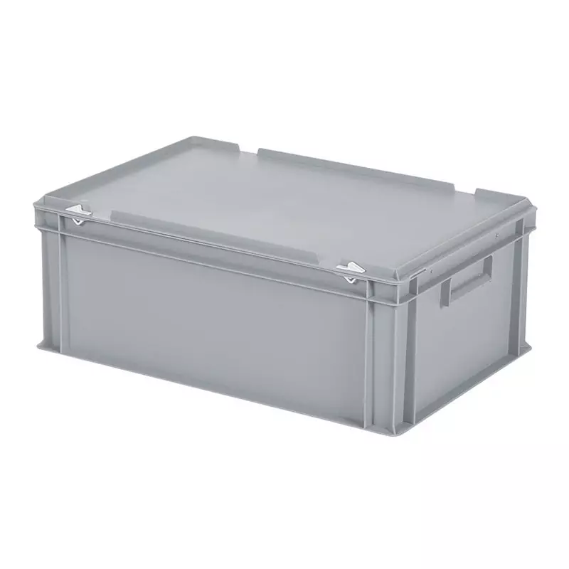 Stapelbak met deksel Euronorm 600x400x235 mm 43,3 liter grijs