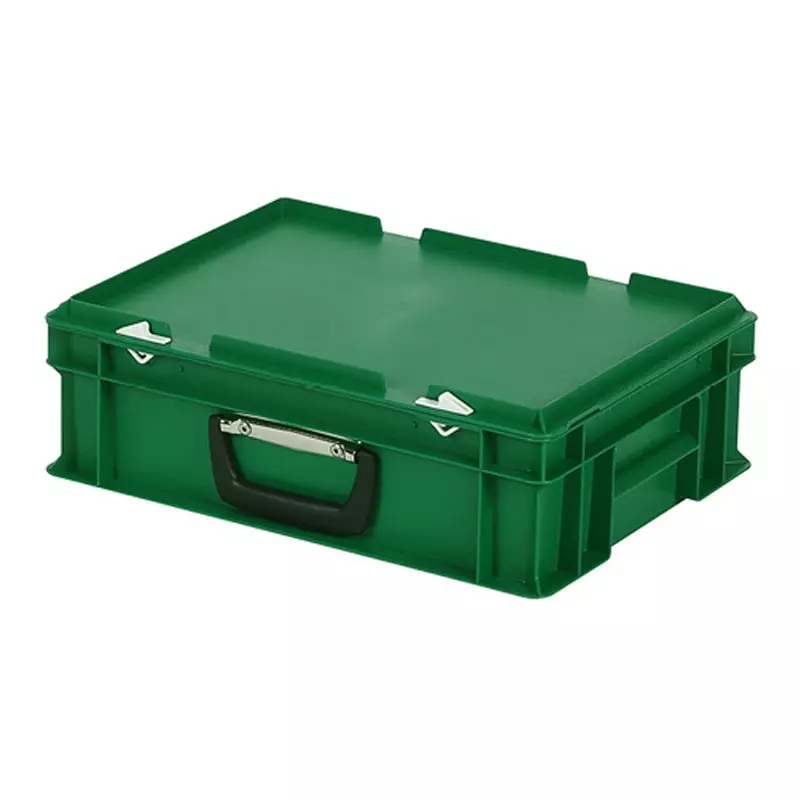 Stapelbak met deksel koffergreep 400x300x133 mm 11 liter groen