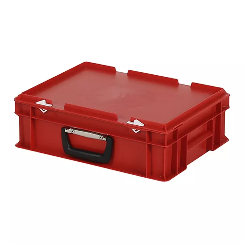 Stapelbak met deksel koffergreep 400x300x133 mm 11 liter rood