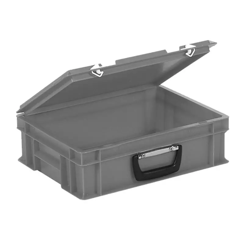 Stapelbak met deksel koffergreep 400x300x133 mm 11 liter grijs