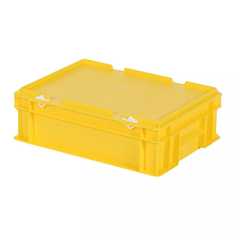 Stapelbak met deksel Euronorm 400x300x133 mm 11 liter geel