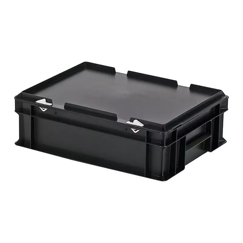 Stapelbak met deksel Euronorm 400x300x133 mm 11 liter zwart