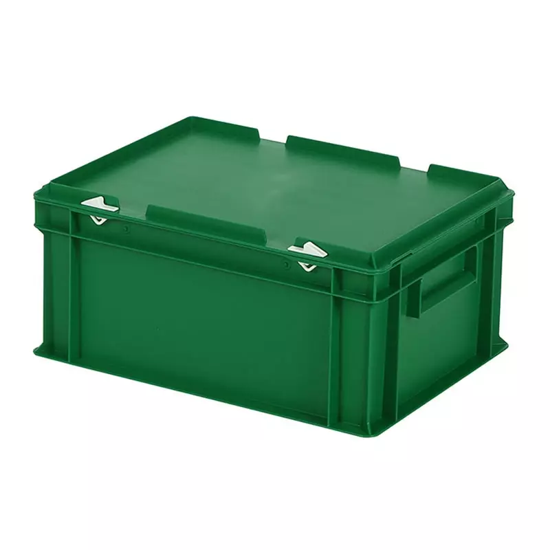Stapelbak met deksel Euronorm 400x300x190 mm 16 liter groen